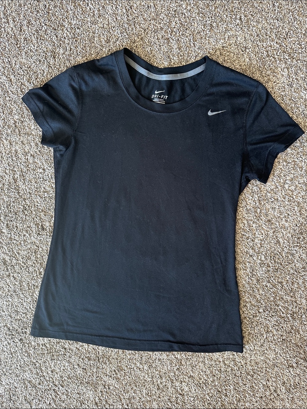 Nike Black Short Sleeve Dri-FIT Tee with Silver Swoosh